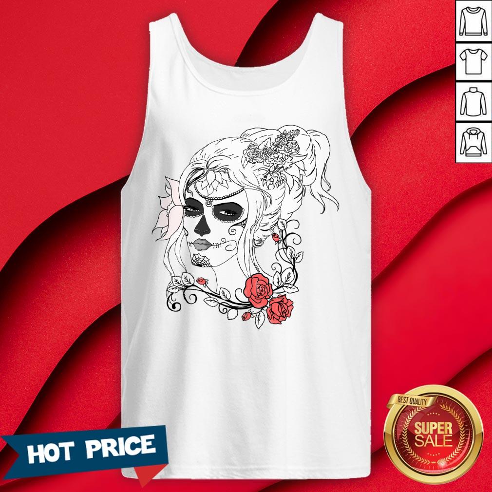 Rose Sugar Skull Girl Day Of The Dead Muertos Shirt