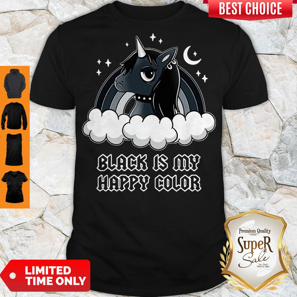 Official Unicorn Black Is My Happy Color Shirts