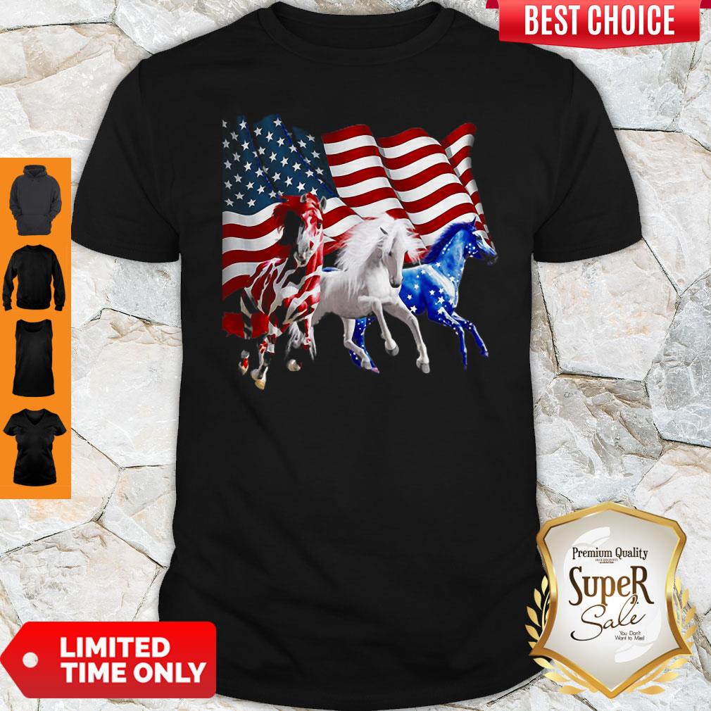 Awesome Horses American Flag Shirt