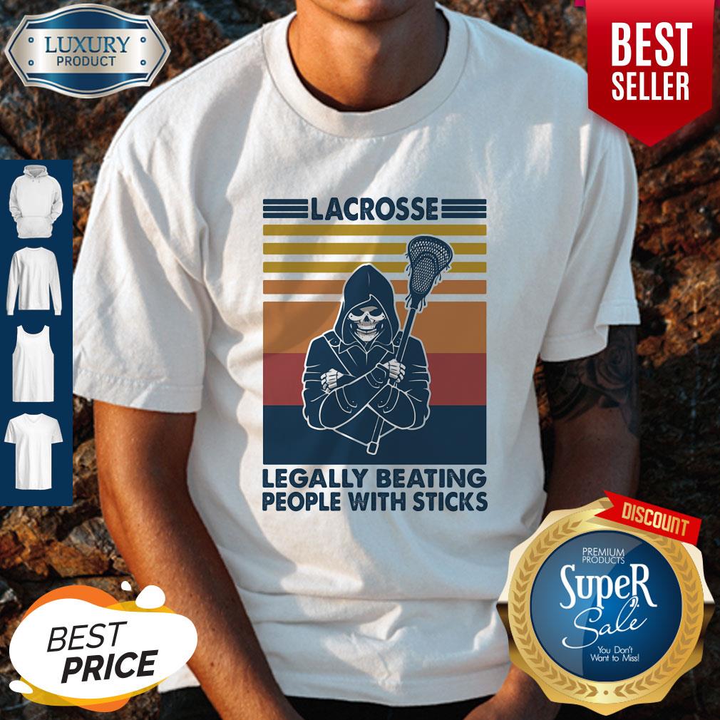 Skeleton Lacrosse Legally Beating People With Sticks Vintage Shirt
