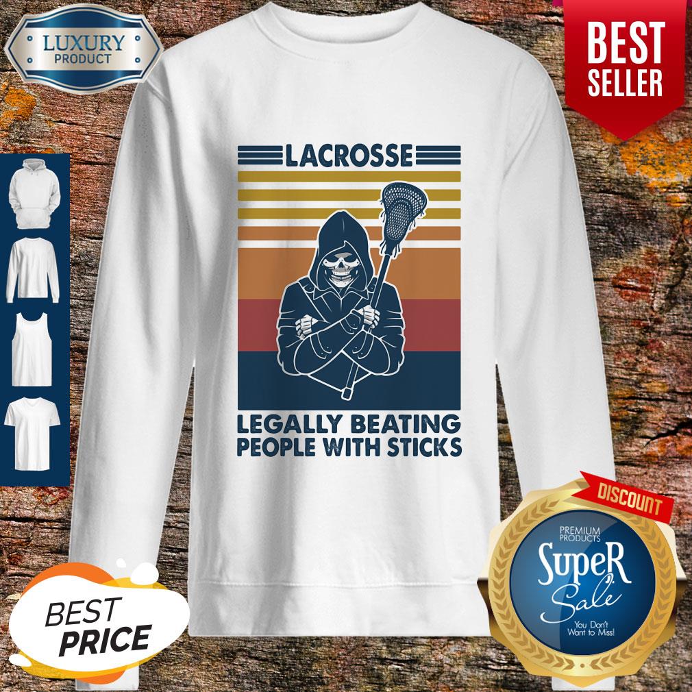 Skeleton Lacrosse Legally Beating People With Sticks Vintage Shirt