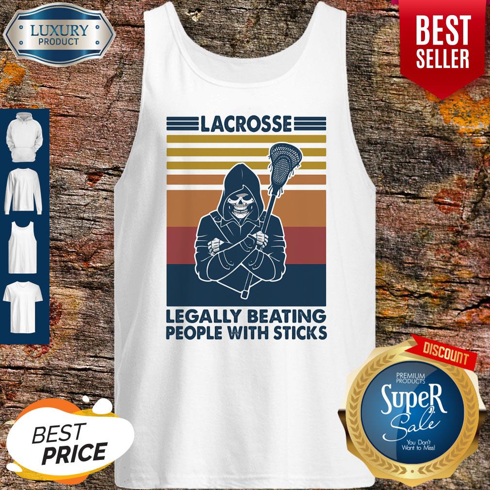 Skeleton Lacrosse Legally Beating People With Sticks Vintage Shirt