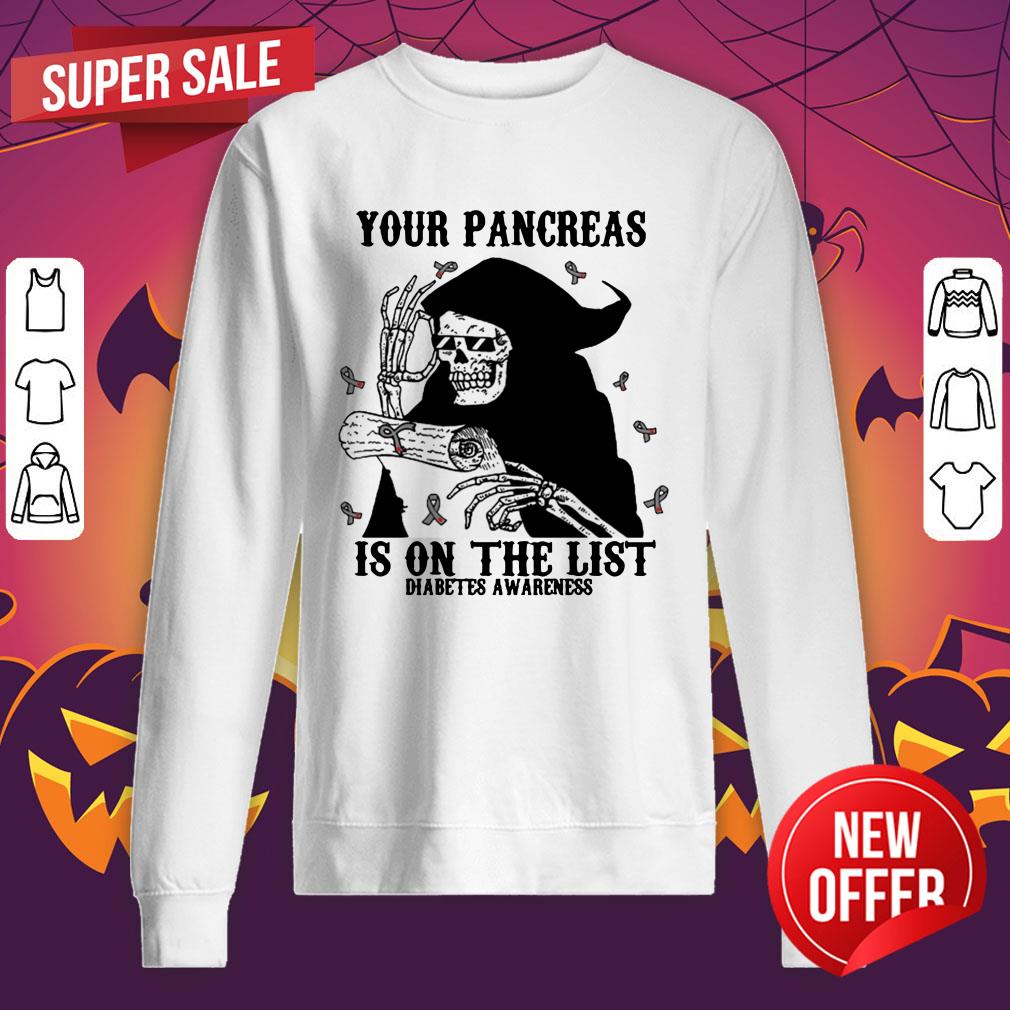 Skeleton Your Pancreas Is On The List Diabetes Awareness Shirt