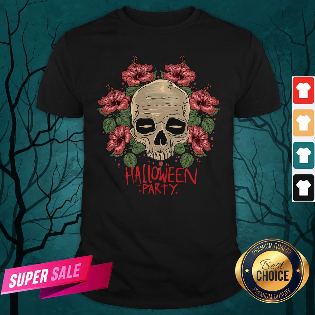 Skull Hibiscus Flower Halloween Party Shirt