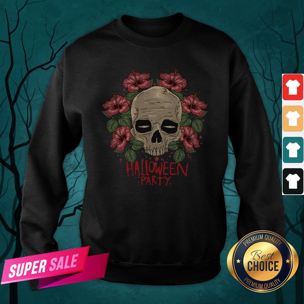 Skull Hibiscus Flower Halloween Party Shirt