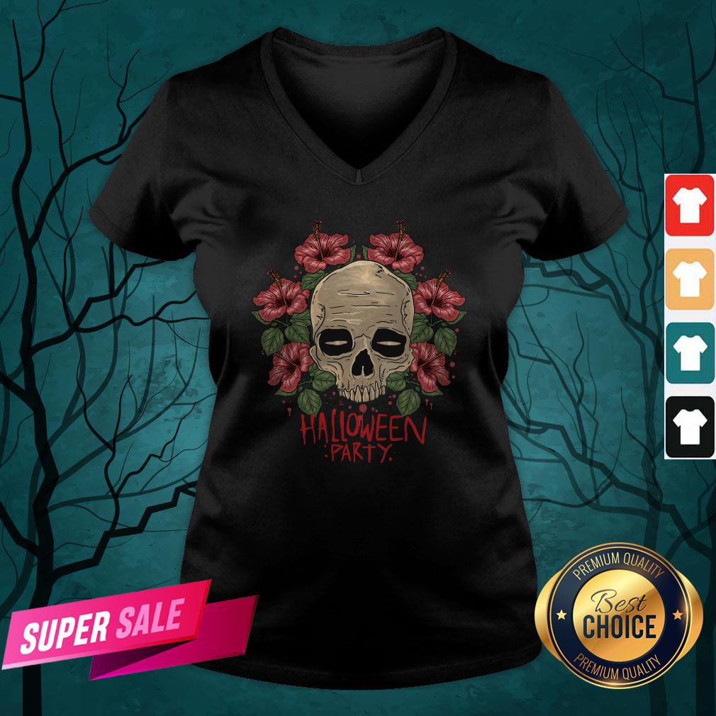 Skull Hibiscus Flower Halloween Party Shirt