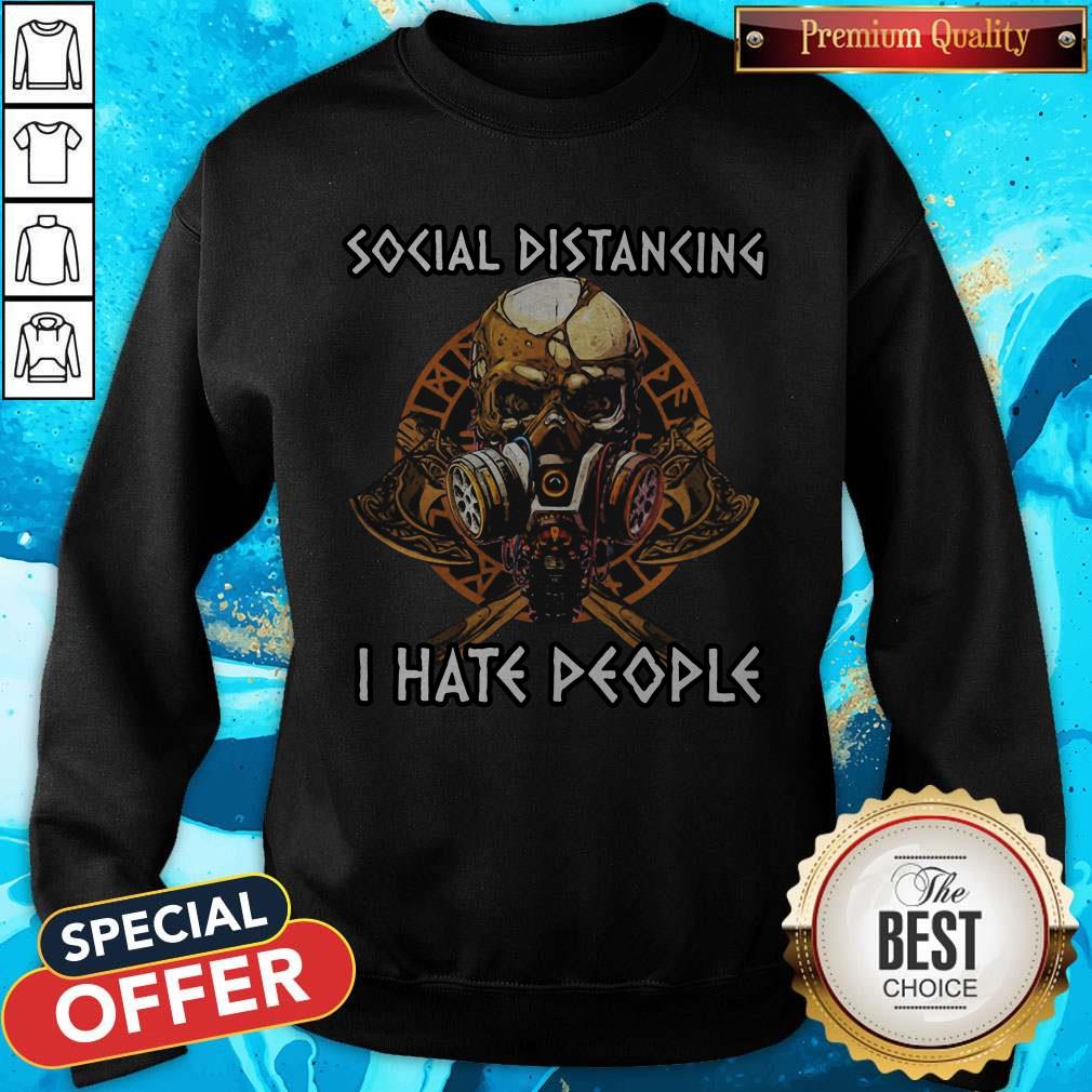 Skull Vikings Social Distancing I Hate People Shirt