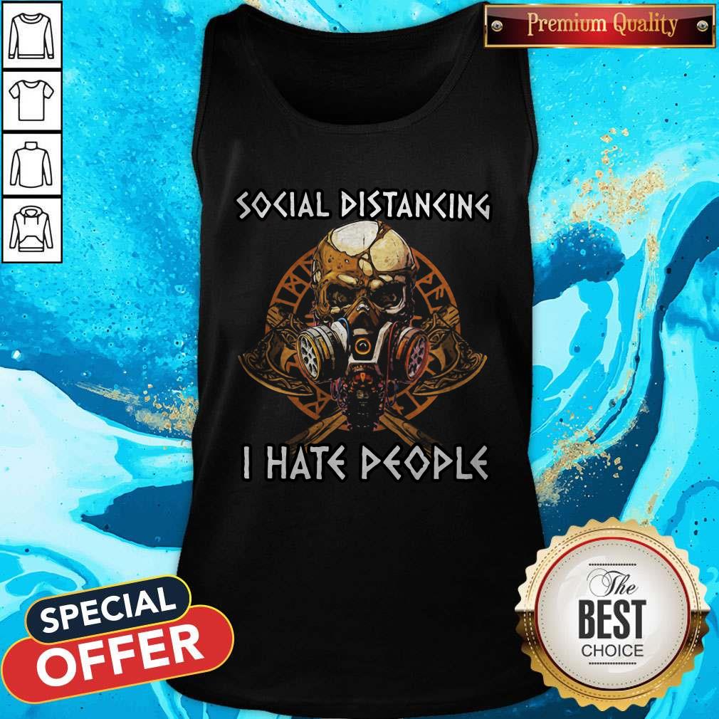 Skull Vikings Social Distancing I Hate People Shirt