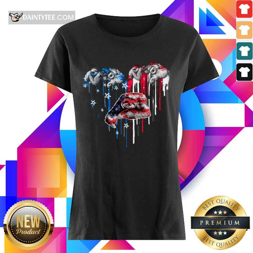 Sloth Heart American Flag Shirt