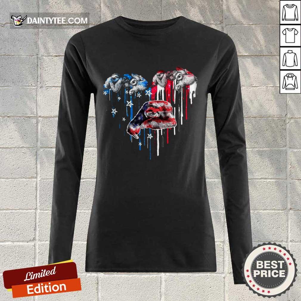Sloth Heart American Flag Shirt