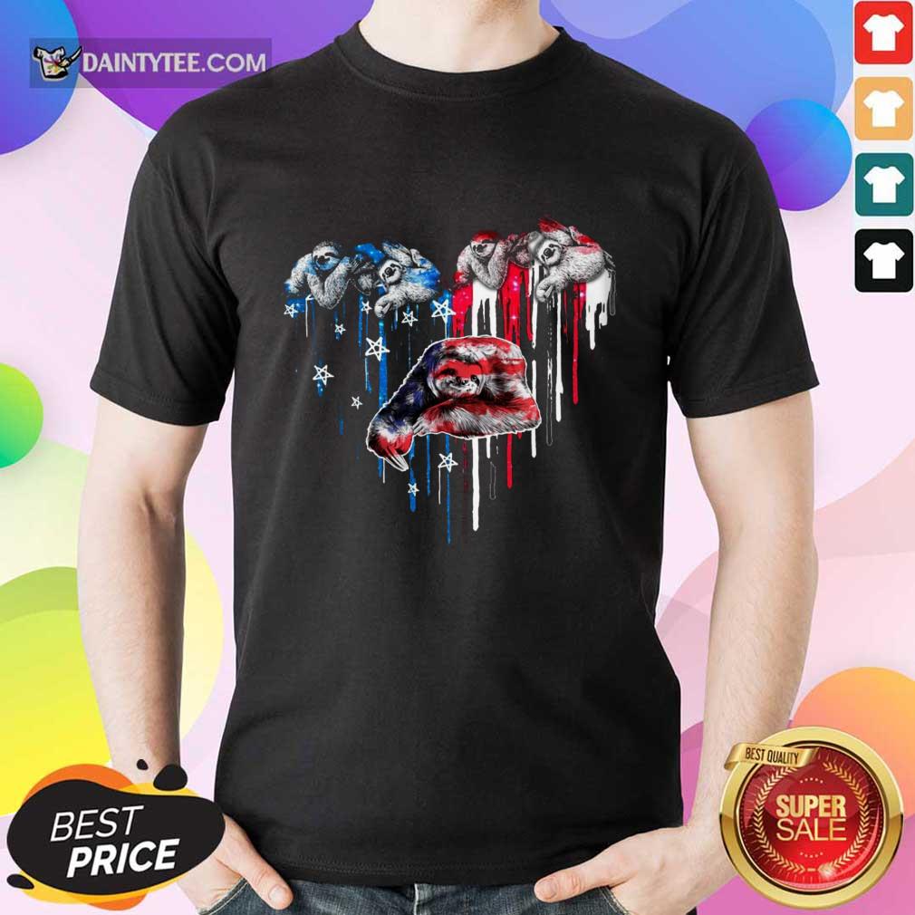 Sloth Heart American Flag Shirt