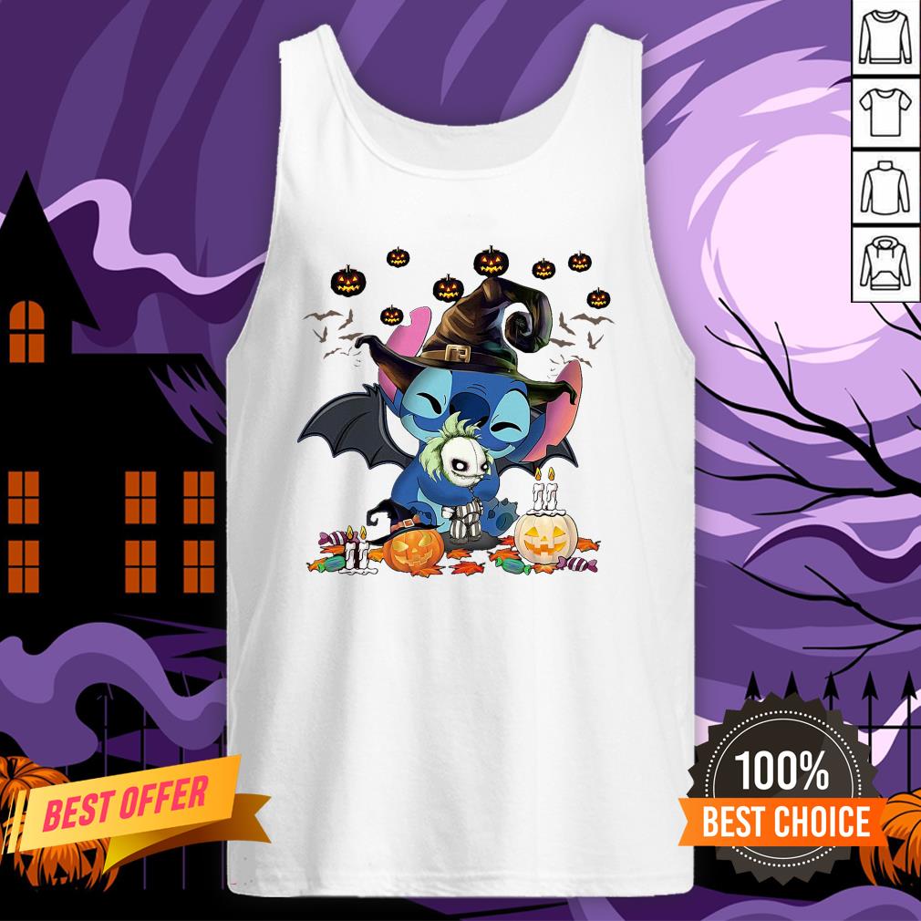Stitch Witch Hug Jack Skellington Halloween Pumpkin Shirt