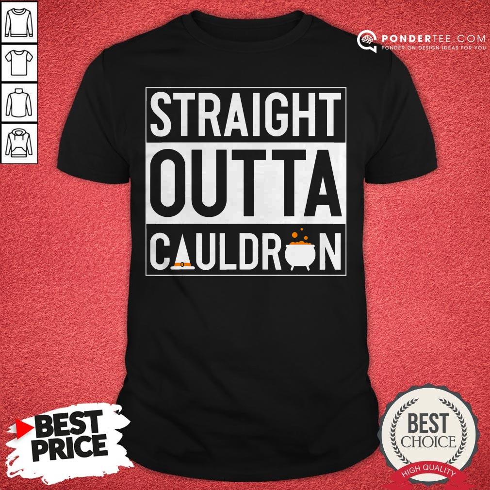 Straight Outta Cauldron Brew Witch Hat Halloween Funny Pun Shirt