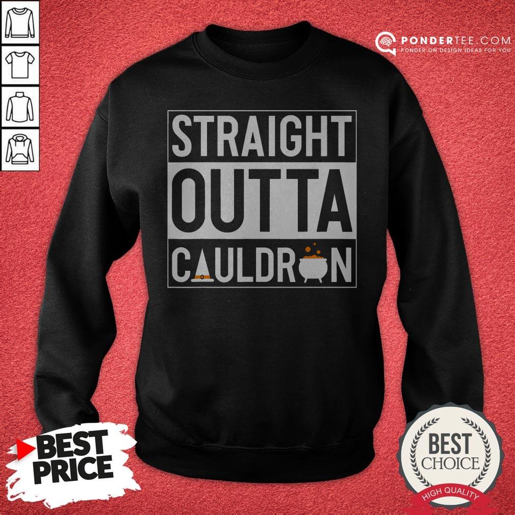 Straight Outta Cauldron Brew Witch Hat Halloween Funny Pun Shirt