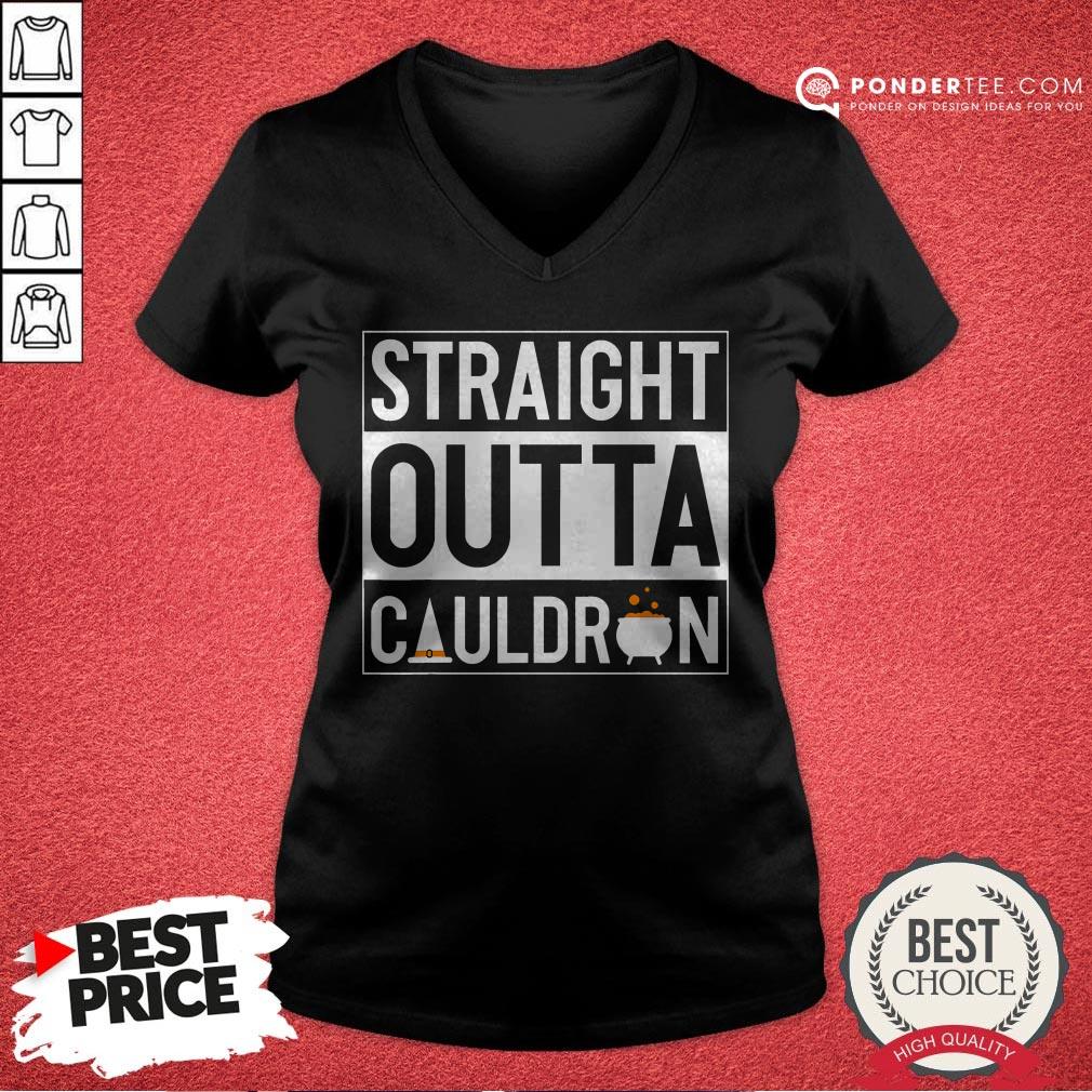 Straight Outta Cauldron Brew Witch Hat Halloween Funny Pun Shirt