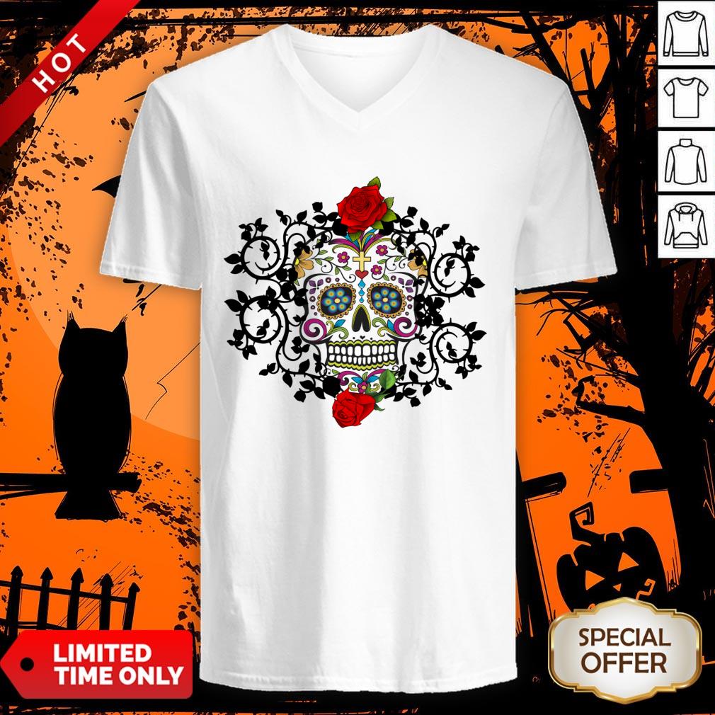 Sugar Skull And Roses Dia De Los Muertos Shirt