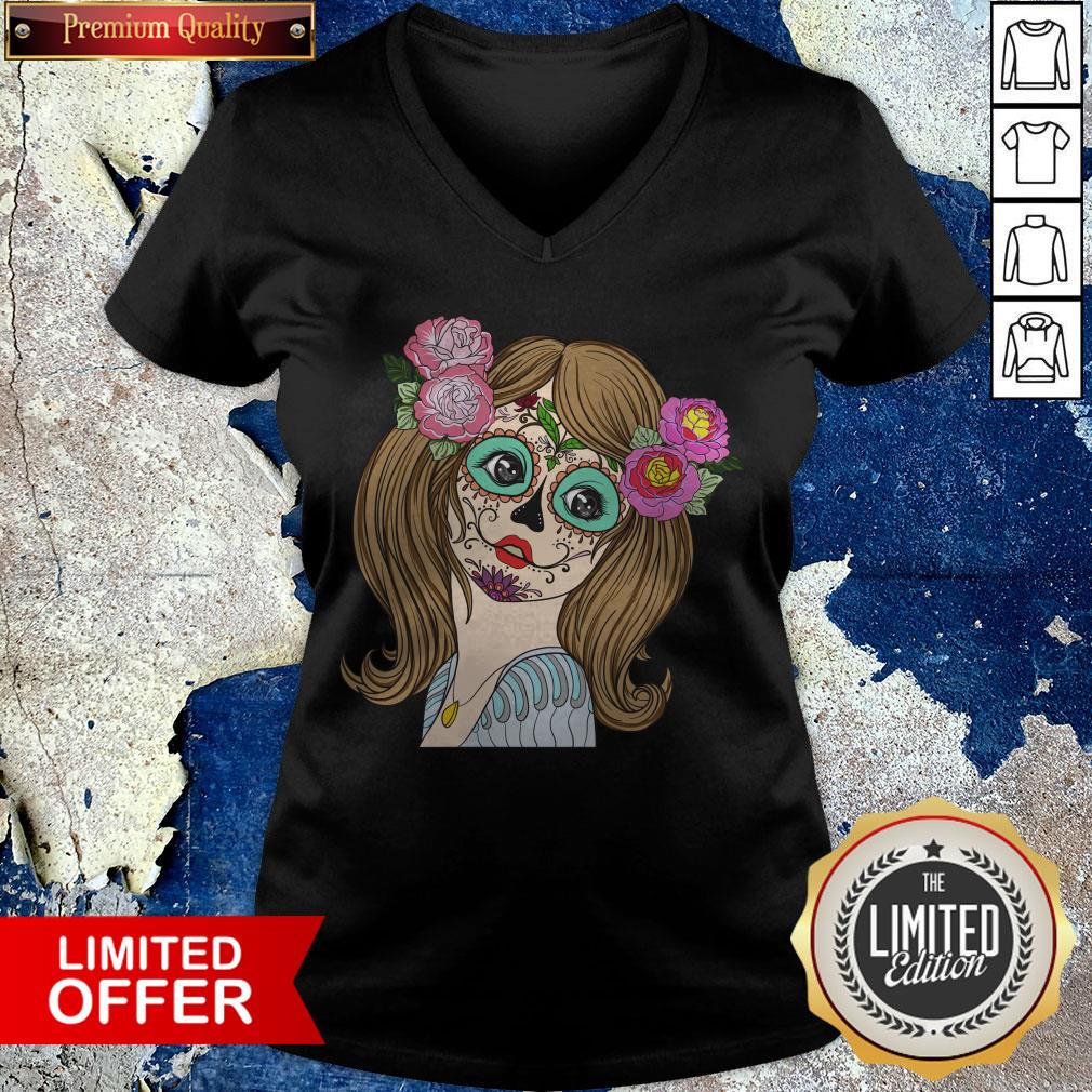 Sugar Skull Girl Halloween Day Of The Death Muertos Shirt