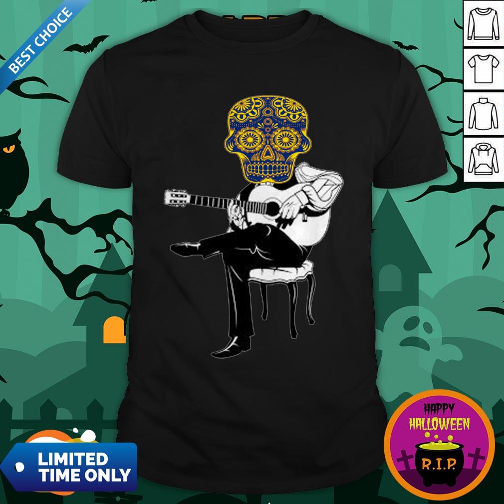 Sugar Skull Guitar Player Dia De Los Muertos Day Dead Shirt