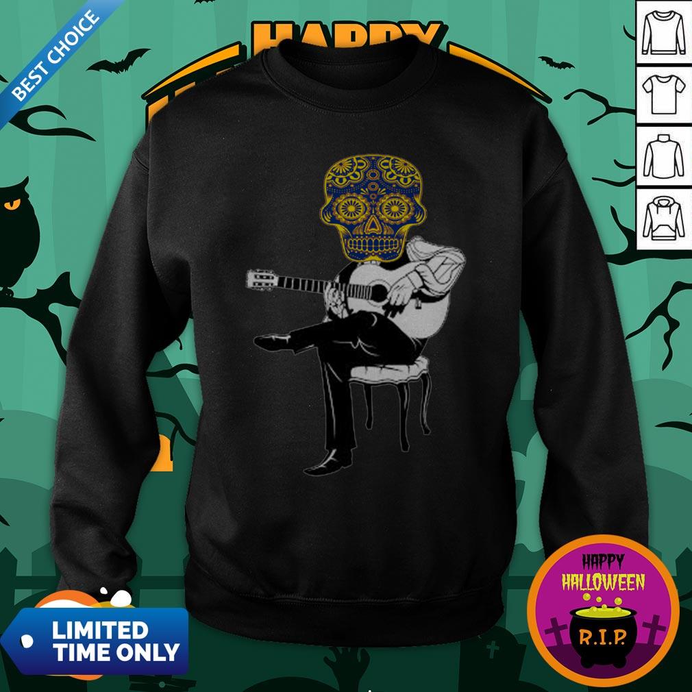 Sugar Skull Guitar Player Dia De Los Muertos Day Dead Shirt