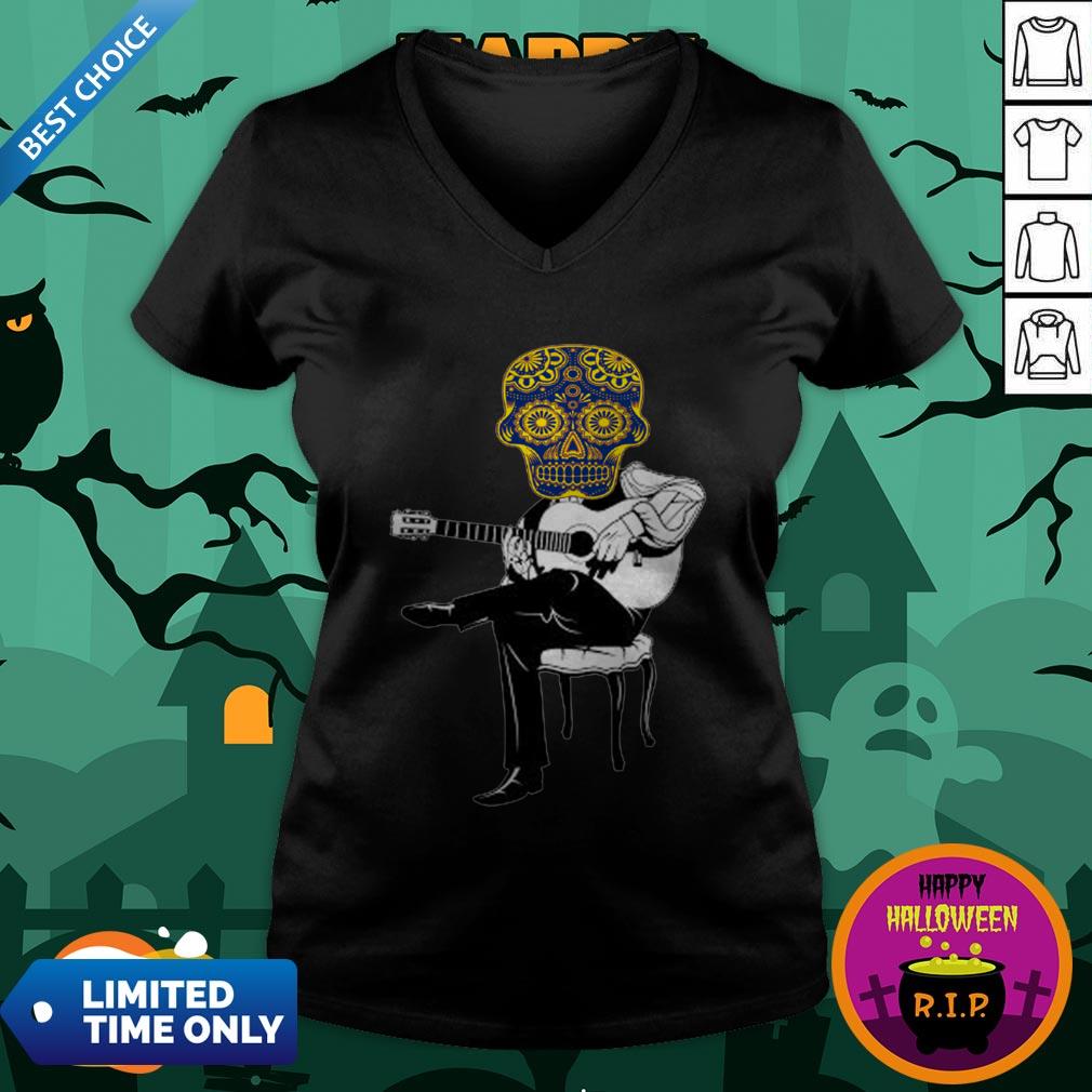 Sugar Skull Guitar Player Dia De Los Muertos Day Dead Shirt