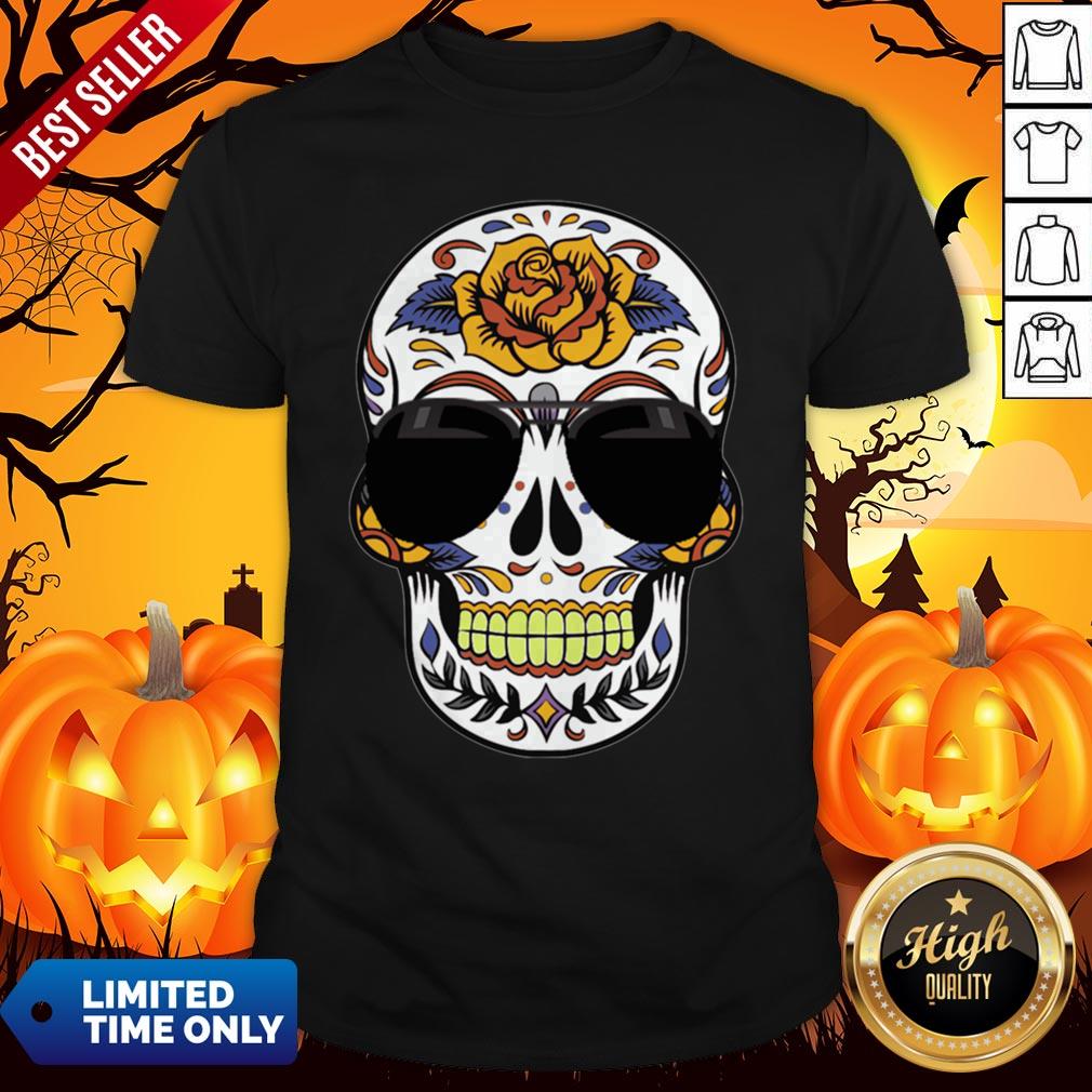 Sugar Skull Wearing Sunglasses Day Of The Dead Shirt