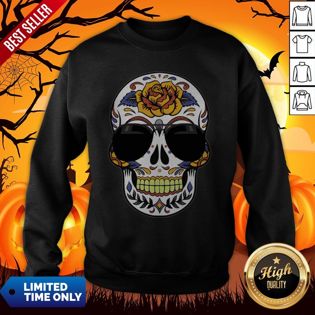 Sugar Skull Wearing Sunglasses Day Of The Dead Shirt