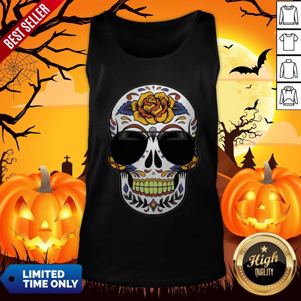 Sugar Skull Wearing Sunglasses Day Of The Dead Shirt