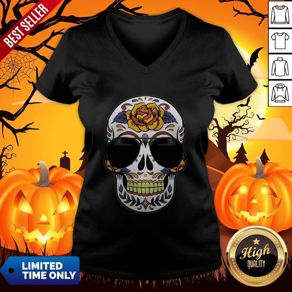 Sugar Skull Wearing Sunglasses Day Of The Dead Shirt