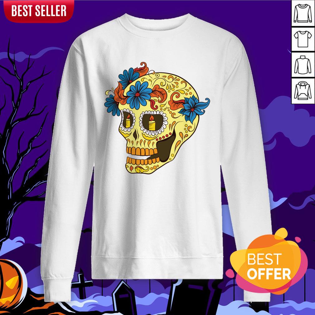 Sugar Skull Yellow Dia De Los Muertos Day Dead Shirt