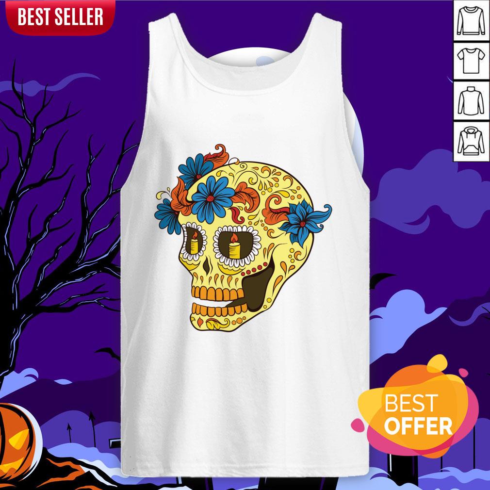 Sugar Skull Yellow Dia De Los Muertos Day Dead Shirt