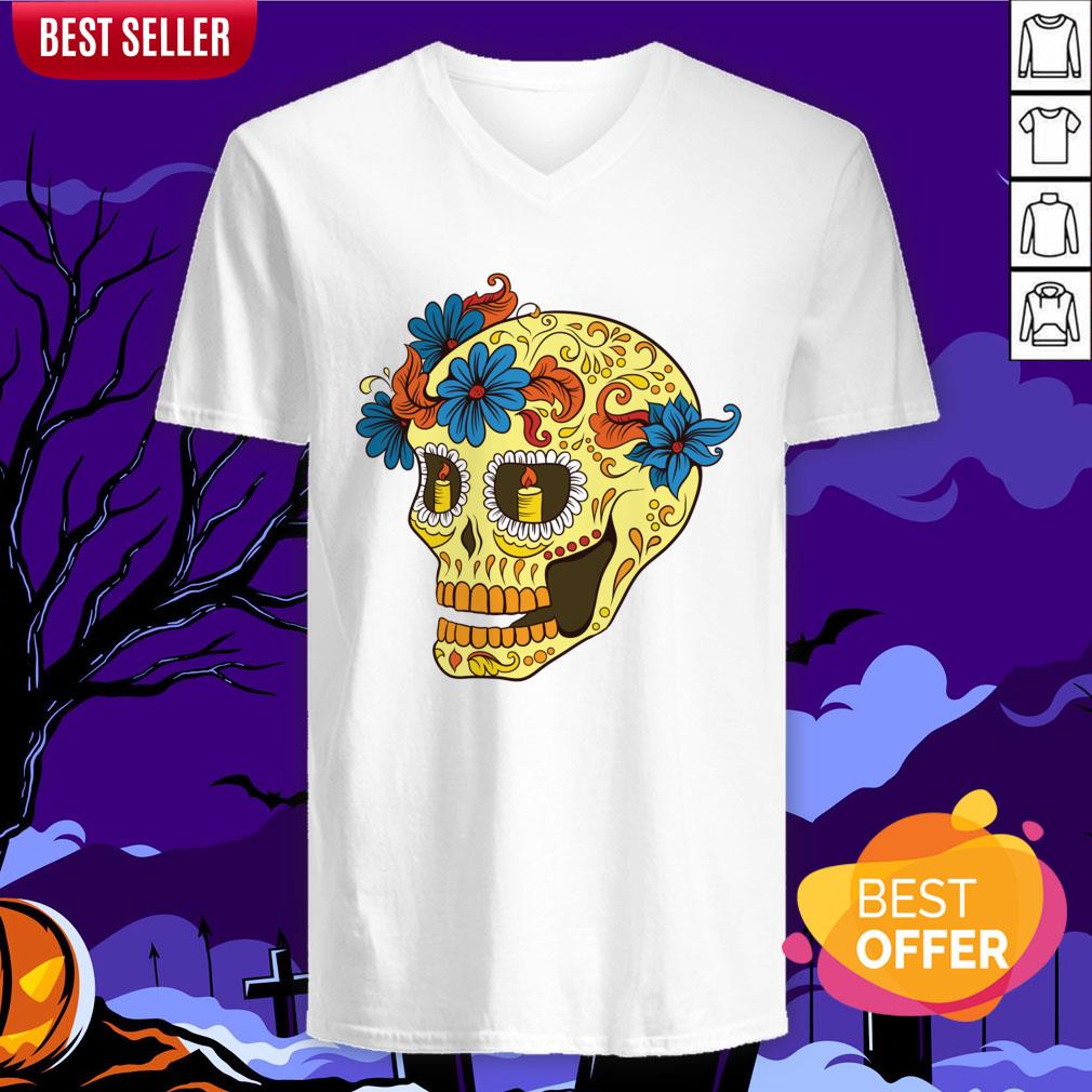 Sugar Skull Yellow Dia De Los Muertos Day Dead Shirt