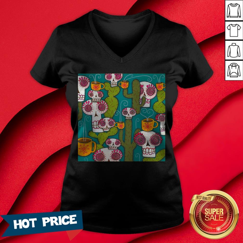 Sugar Skulls Cacti And Atomic Coffee Day Of The Dead T-Shirt