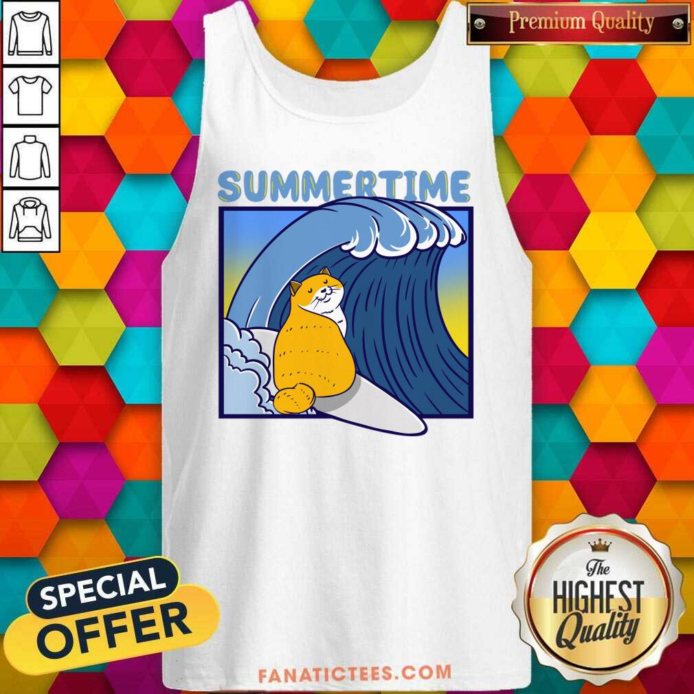 Summertime Waves Cat Windsurfing Shirt