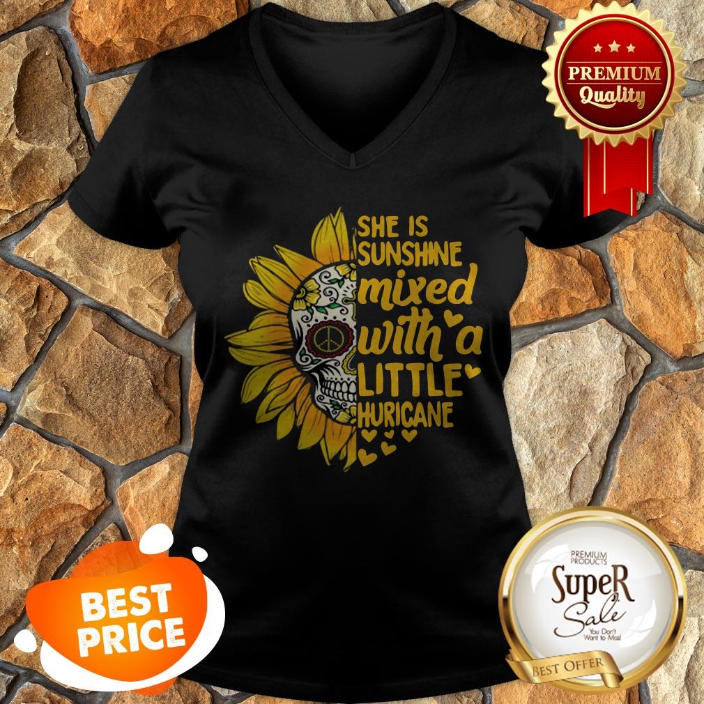 Sunflower Skull She Is Sunshine Mixed With A Little Hurricane Shirt
