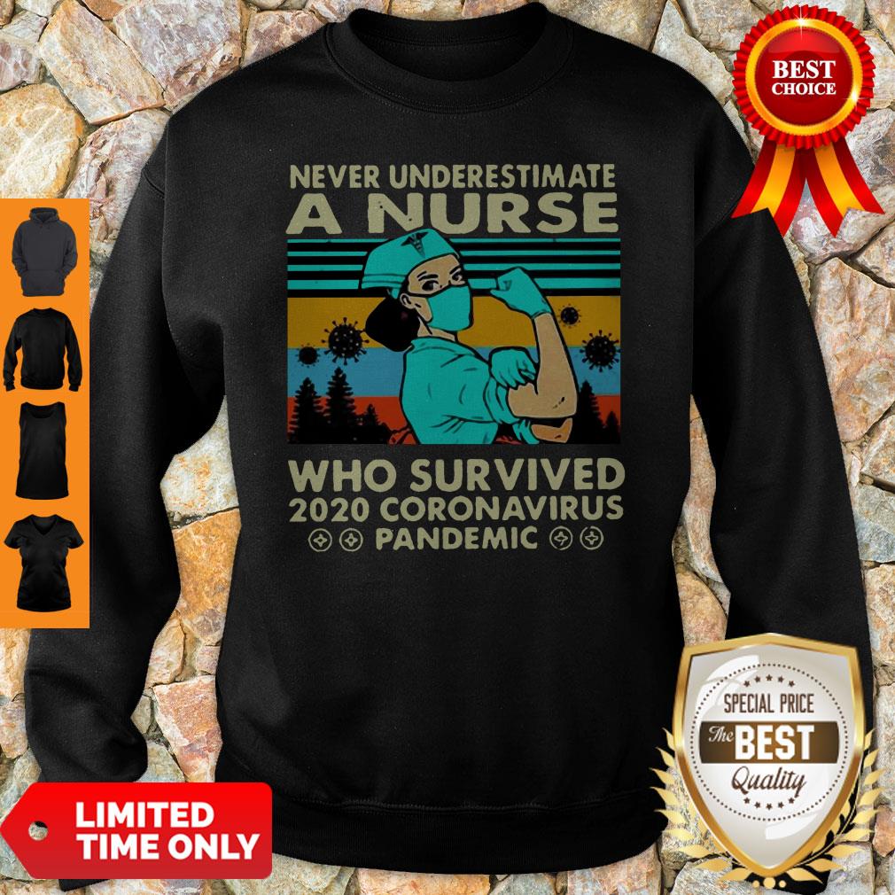 Never Underestimate A Nurse Who Survived 2020 Coronavirus Vintage Shirt
