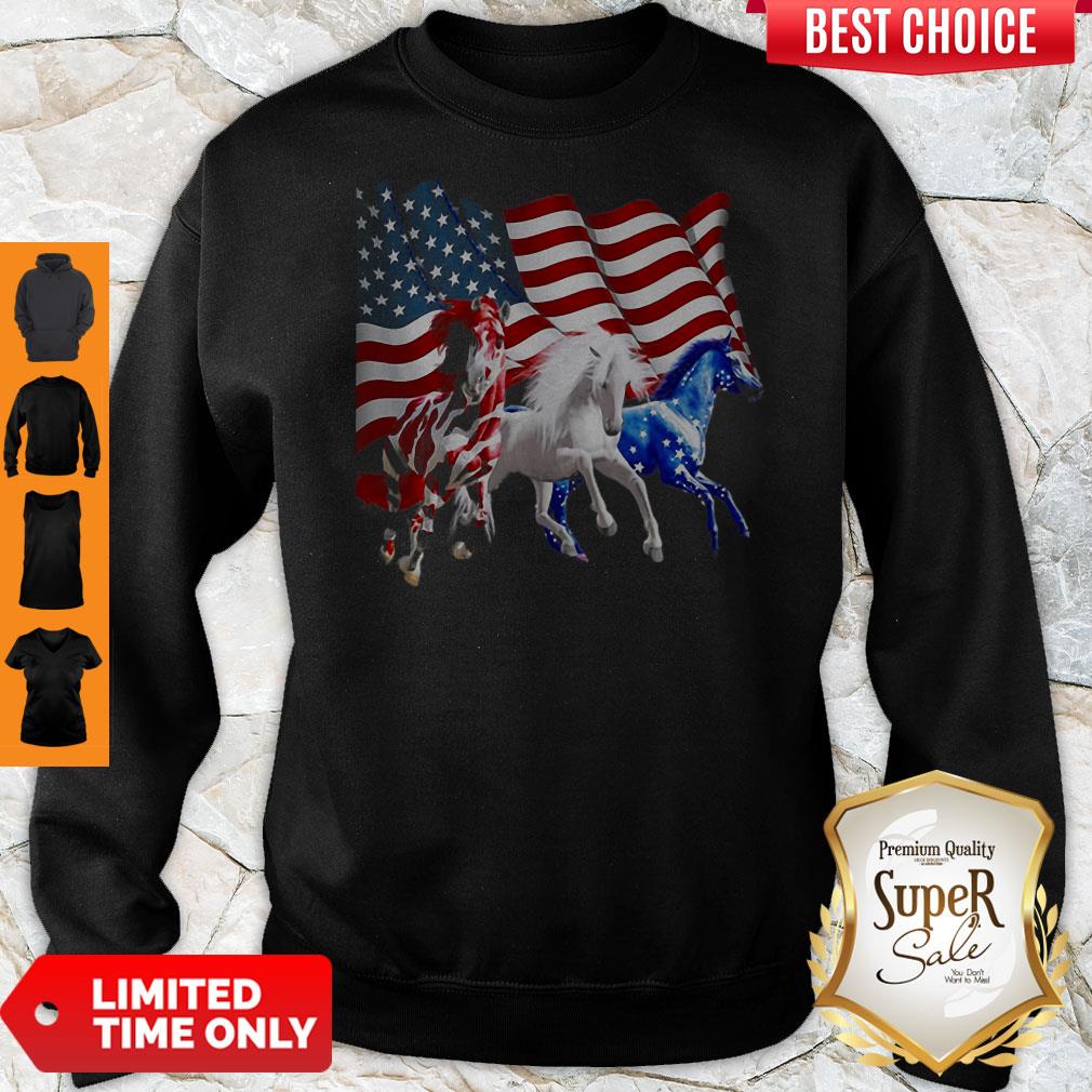 Awesome Horses American Flag Shirt