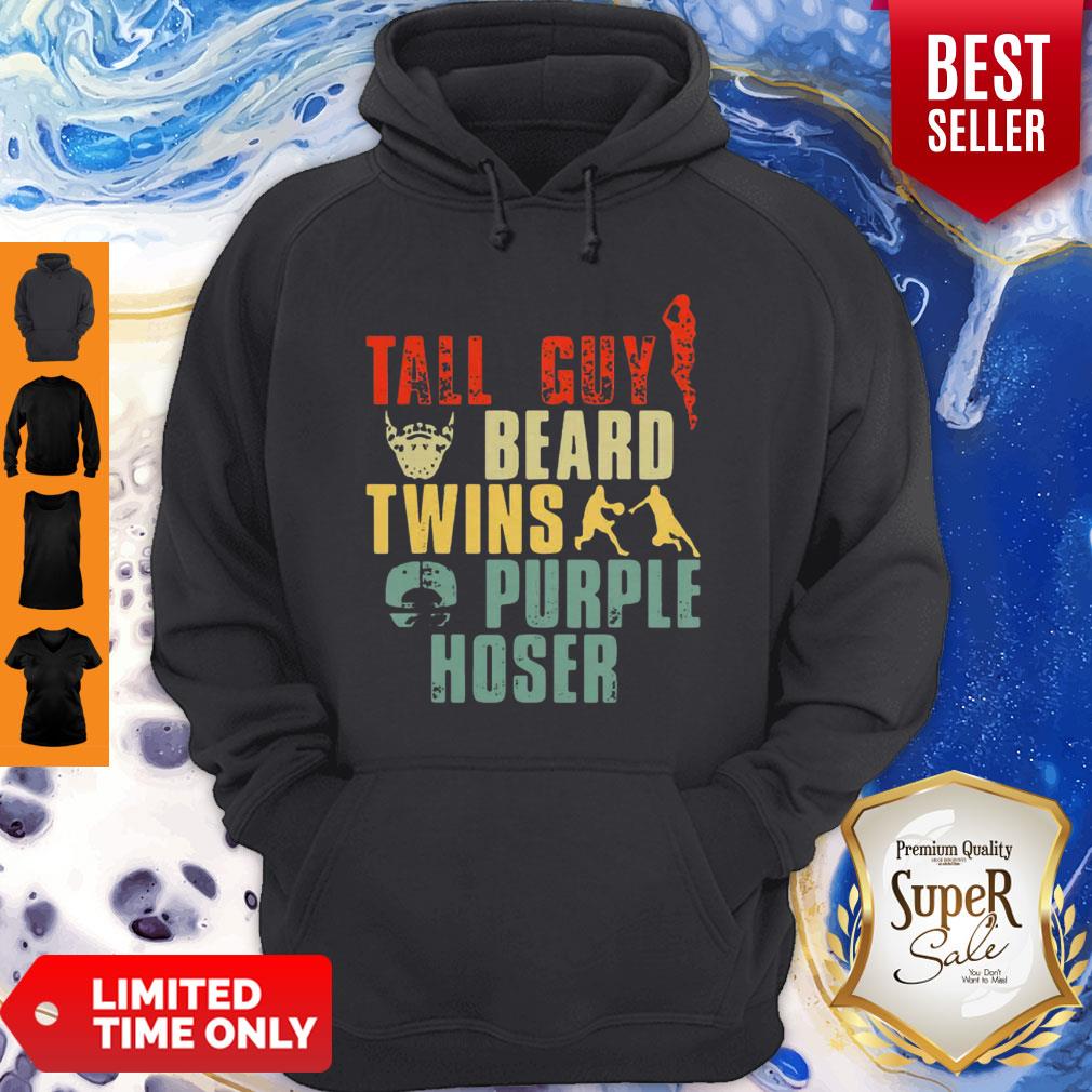 Tall Guy Beard Twins Purple Hoser Shirt