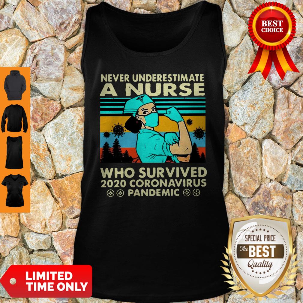 Never Underestimate A Nurse Who Survived 2020 Coronavirus Vintage Shirt