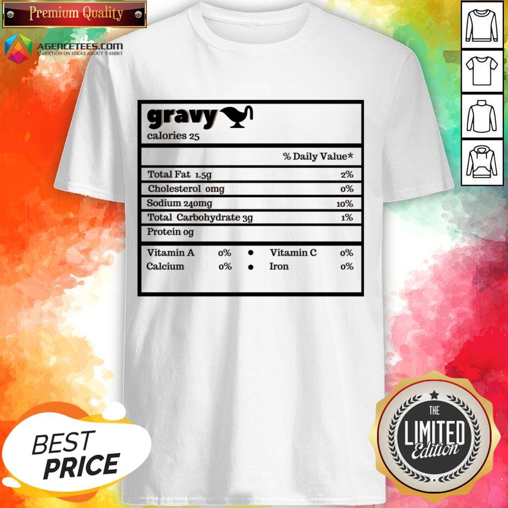 Thanksgiving Gravy Nutrition Facts Funny Christmas T-Shirt