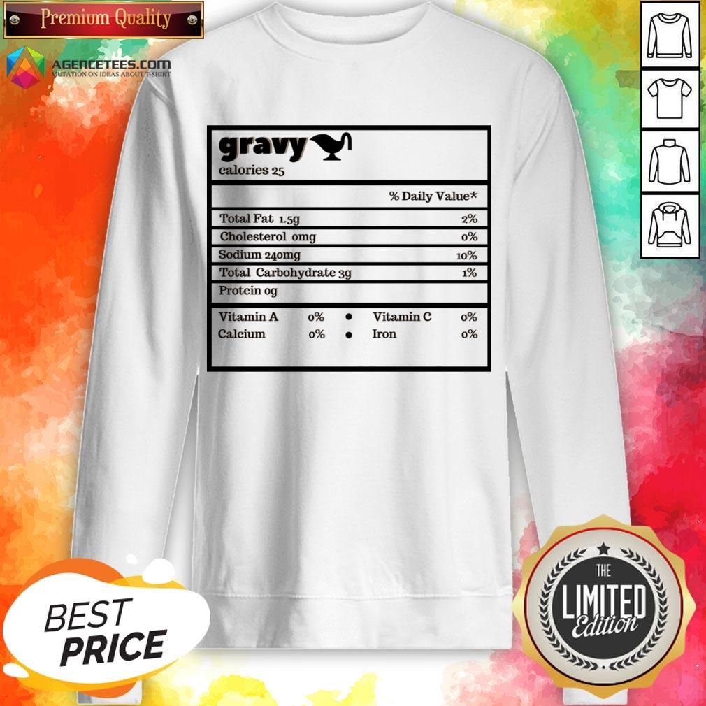 Thanksgiving Gravy Nutrition Facts Funny Christmas T-Shirt