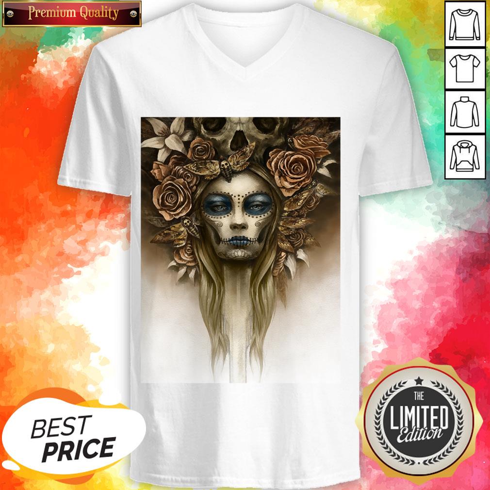 The Girl Sugar Skulls Dia De Los Muertos Shirt