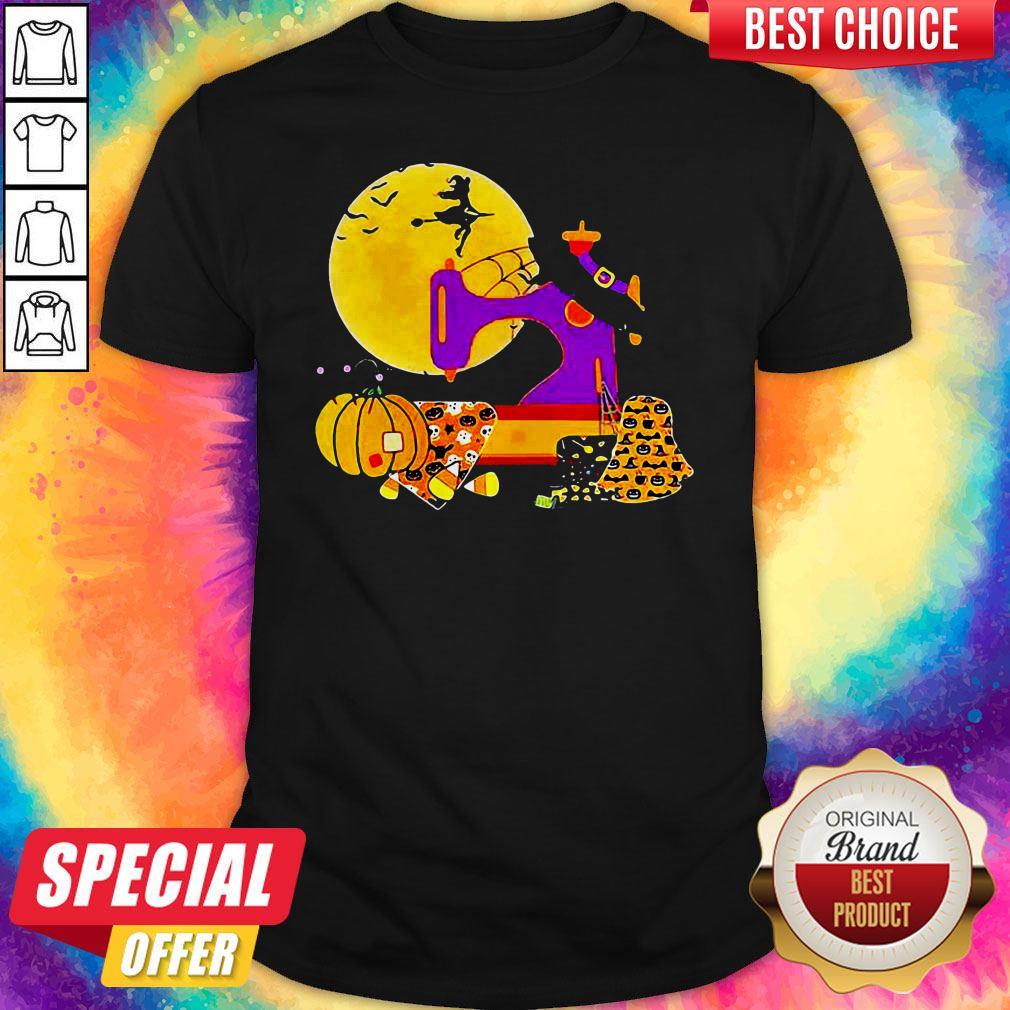 The Sewing Witch Pumpkin Blood Moon Halloween Shirt