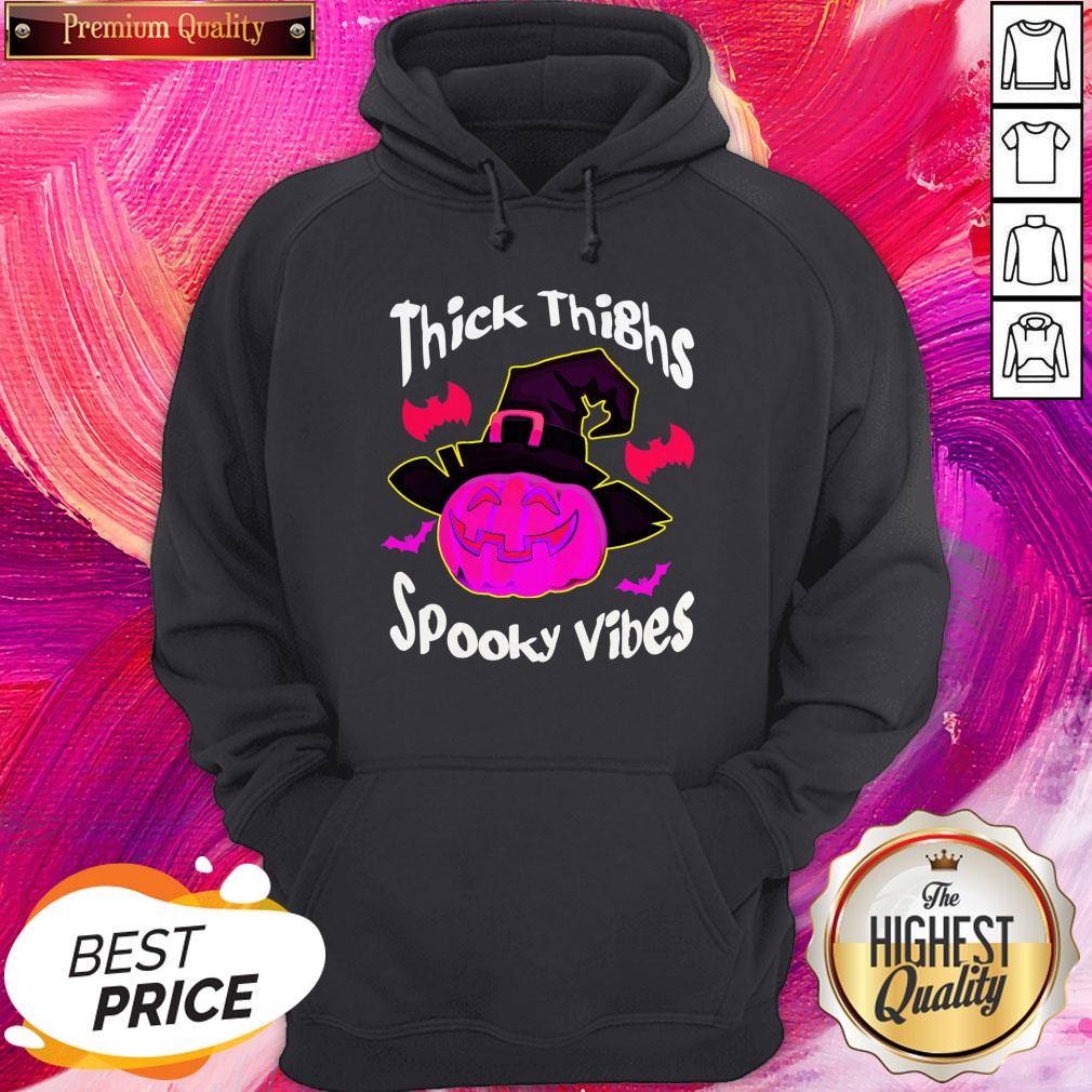 Thick Thighs Spooky Vibes Pink Pumpkin Halloween Shirt