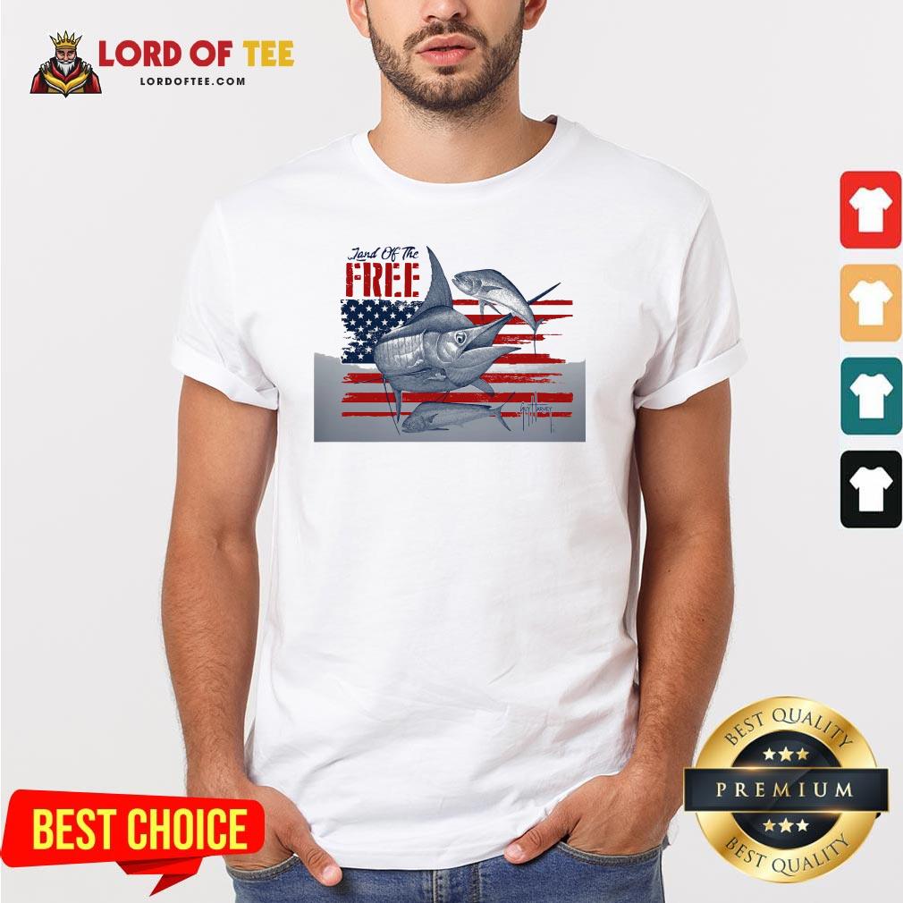 Top American Flag Land Of The Free Fish Shirt