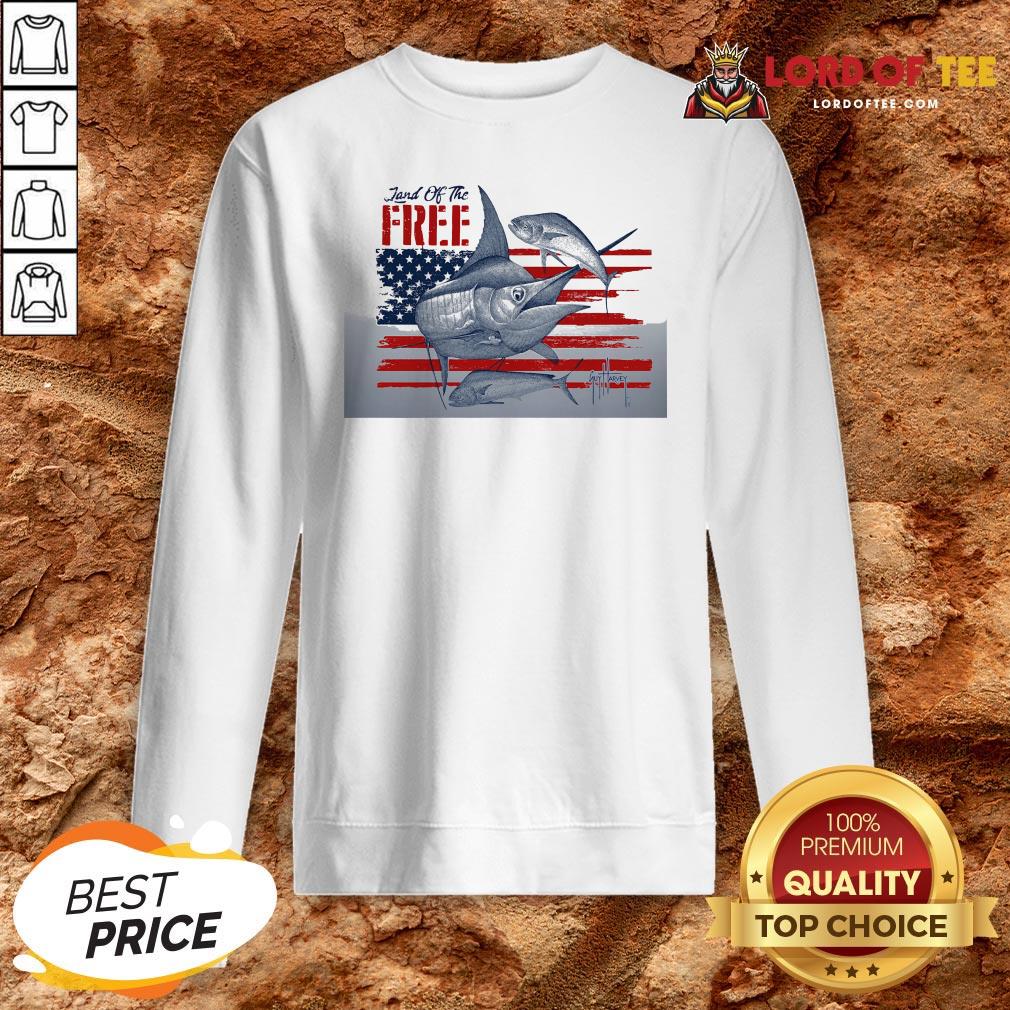Top American Flag Land Of The Free Fish Shirt