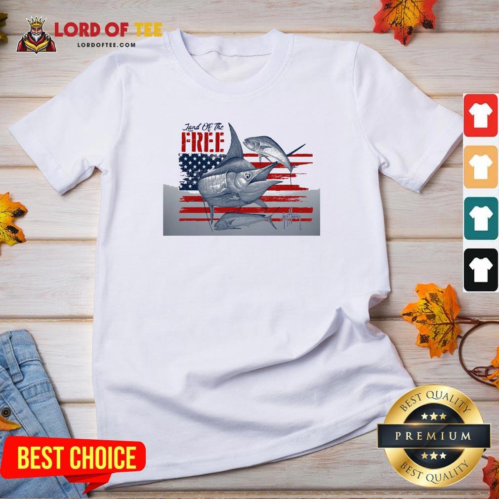 Top American Flag Land Of The Free Fish Shirt