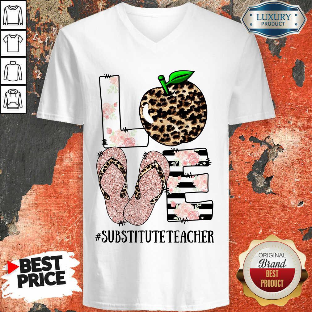 Top Apple Leopard Love Substitute Teacher Shirt