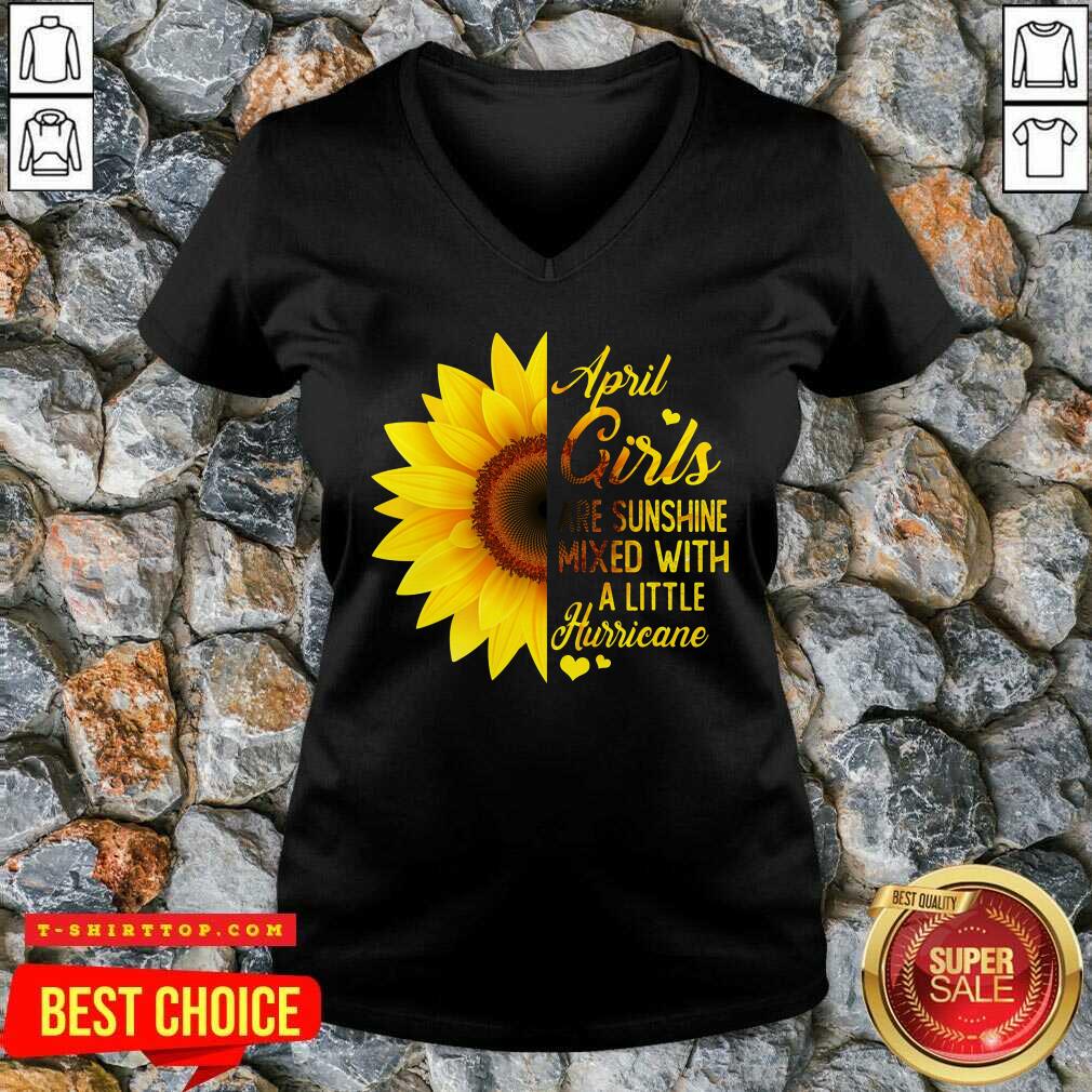 Top April Girls Are Sunshine Mixed Little Hurricane Sunflower Shirt