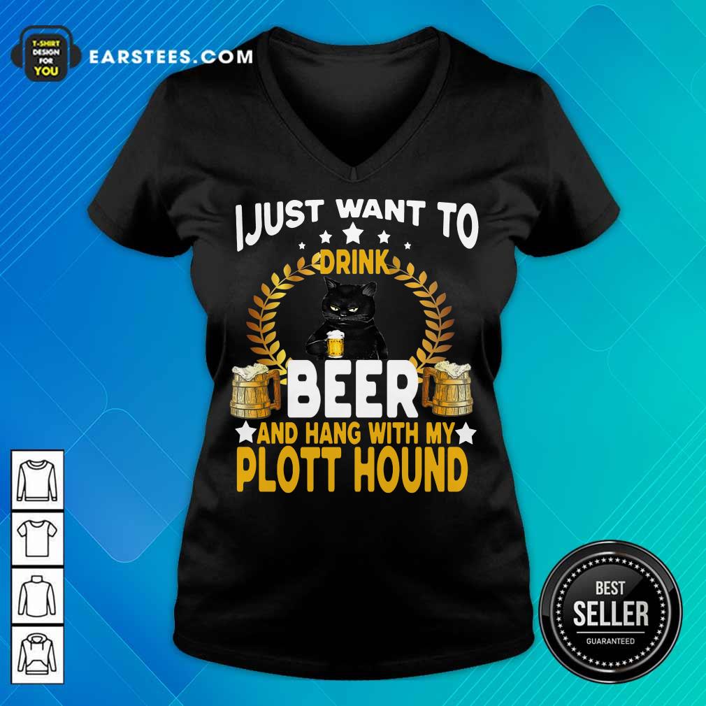 Top Black Cat I Just Want To Drink Beer Shirt