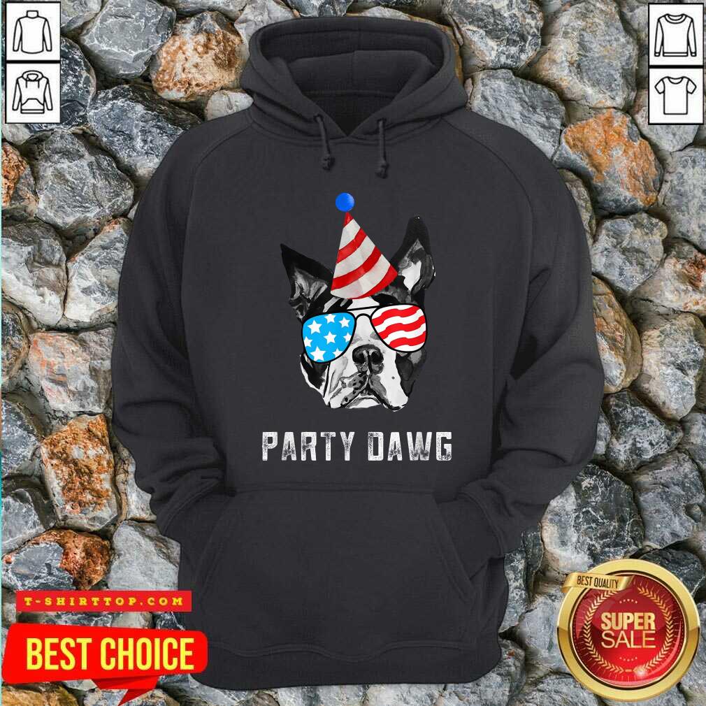 Top Boston Terrier Party Dawg Patriotic Dog And Sunglasses Gift T-Shirt